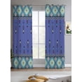 thumbnail image 2 of Navy Blue Boho Sheer Curtains 63 Inch Length 2 Panels Set for Living Room/Bedroom, Vintage Ethnic Tribe Abstract Art Retro Kitchen Curtains Grommet Semi-Sheer Curtains Window Treatments 42"x63"x2, 2 of 7