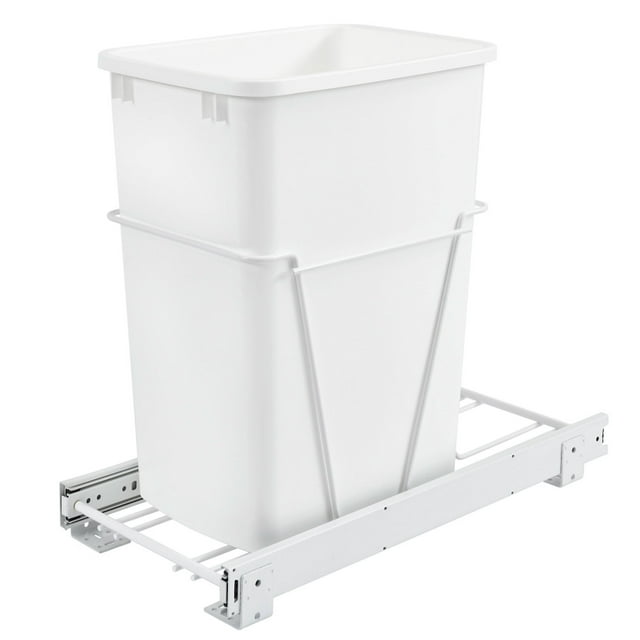 Rev-A-Shelf Single Pull Out 35 Qt Sliding Trash Can for Kitchen Cabinet, RV-12PB