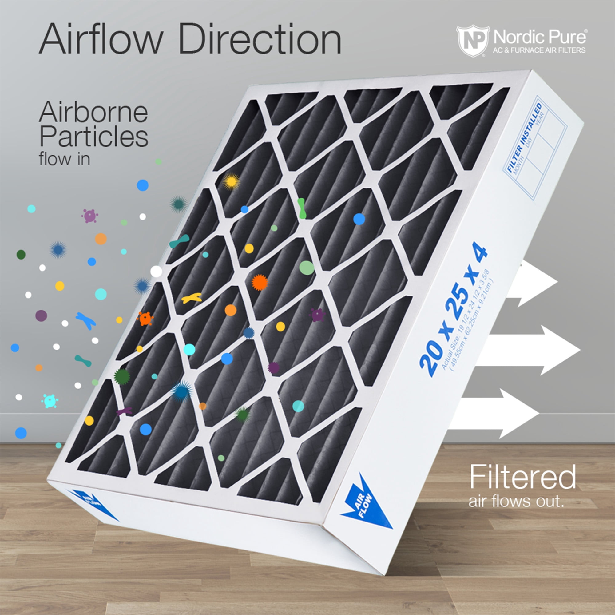 Nordic Pure 16x20x4 MERV 8 Air Filter – 6-Pack, Electrostatic Pleated Furnace Filter For Allergens