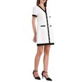 thumbnail image 4 of Vestido de trabajo elegante de mujer INSPIRE CHIC con contraste de color, escote en V, manga corta, corte A, color blanco, 4 of 5