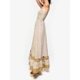 thumbnail image 2 of Beige Checkerboard Print Sleeveless Spaghetti Strap Flowy Maxi Dress With Ruffle Hem, 2 of 5