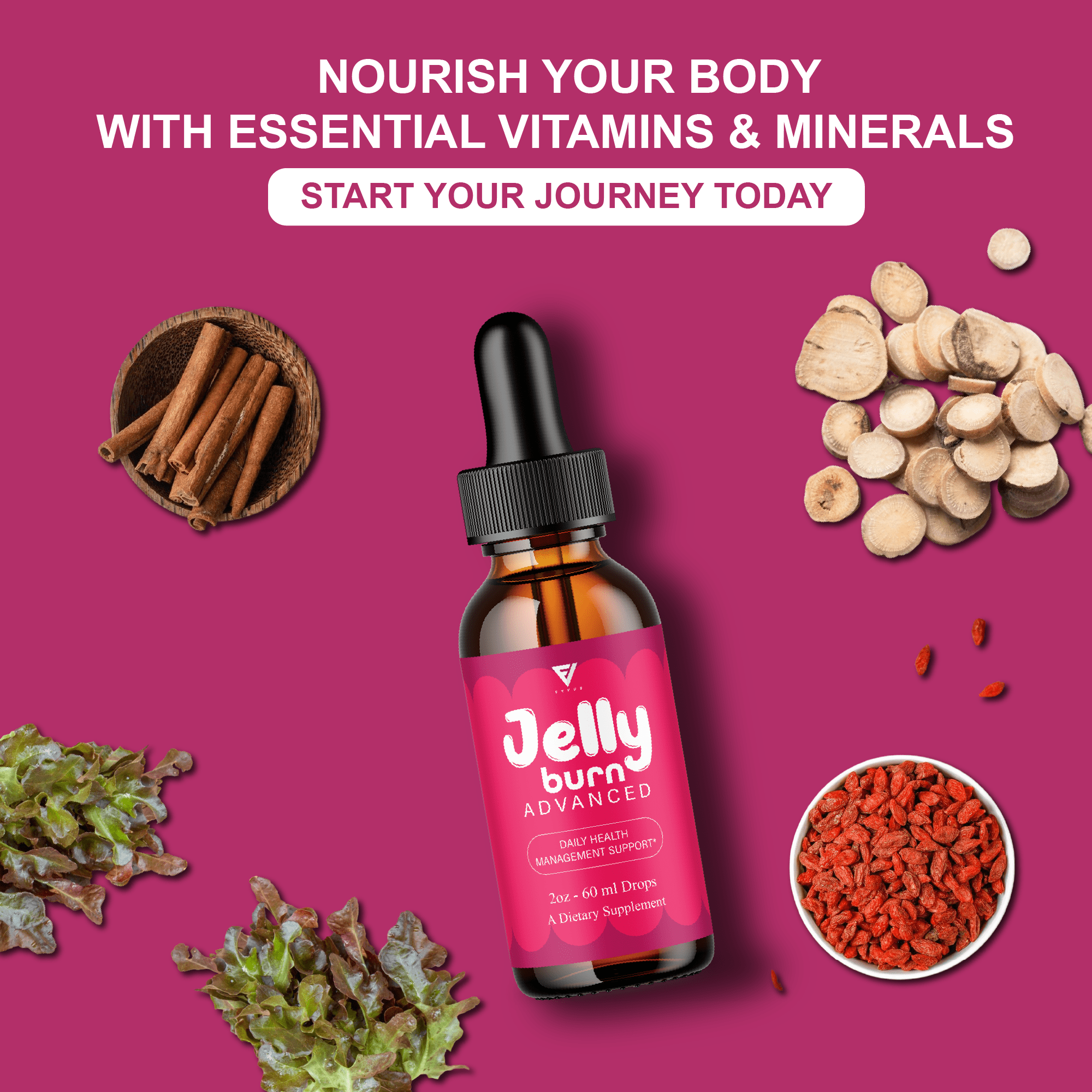 (5 Pack) Jelly Burn Health Management Drops, JellyBurn Liquid Supplement (10oz)