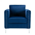 thumbnail image 5 of Modern Velvet Armchair, Tufted Button Accent Chair, Upholstered Single Sofa Chair with Arms, Mid-Century Club Chair with Steel Legs for Living Room Bedroom, Navy, 5 of 7