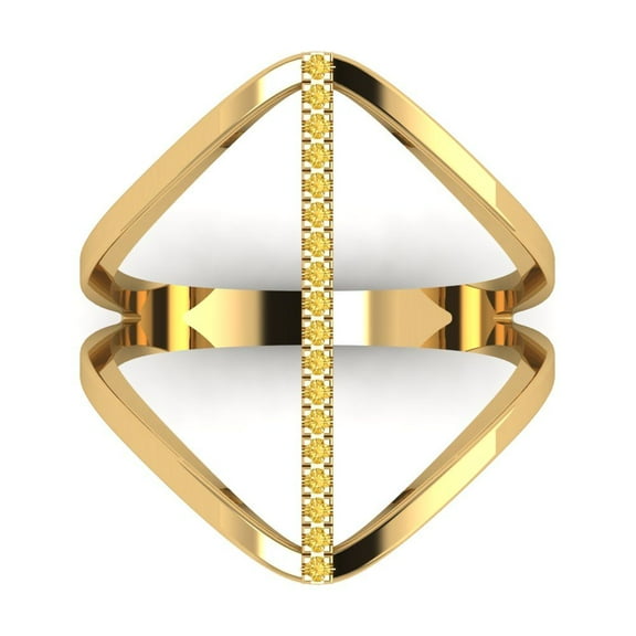 Statement Engagement Ring for Women - 0.09ct Natural Citrine in 14K Yellow Gold Promise Ring