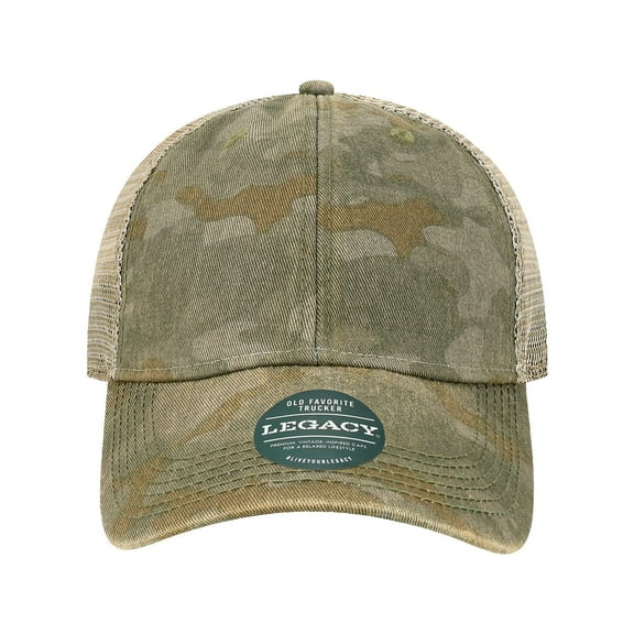 LEGACY Old Favorite Trucker Cap, Adjustable, Green_Field_Camo-Java