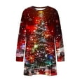 thumbnail image 5 of Christmas Outfit for Women Long Sleeve Loose Fit Tunic Tops with 2 Pockets Crewneck Xmas Printed T-shirts (3XL, Red), 5 of 7
