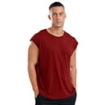 thumbnail image 3 of Kaerm Men Fashion Sleeveless T-shirts Basic Slim Fit Tank Top Solid Color Soft Sport Vest Burgundy 4XL, 3 of 7