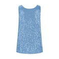 thumbnail image 6 of ZQGJB Plus Size Womens Summer Fashion Sequin Tops Loose Fit Casual Scoop Neck Sequin Sparkle Shimmer Sleeveless Tanks Tops Blouses Sky Blue XXXXL, 6 of 6