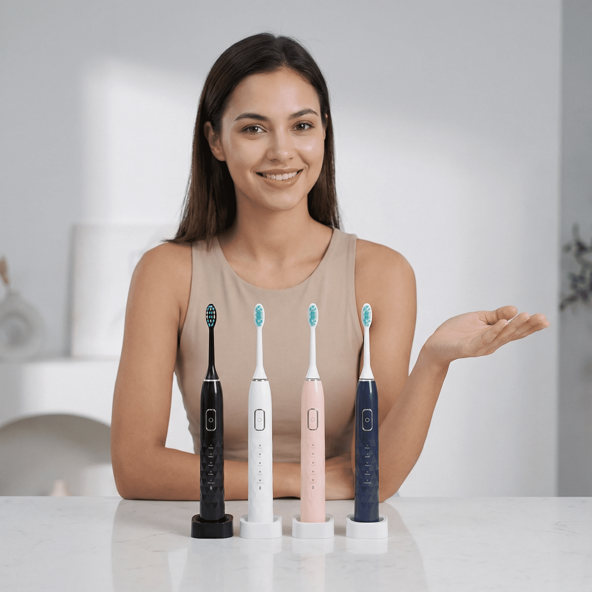 GUFICLE Diamond Pearl Adults Sonic Toothbrush, Induction Charging, 5 Modes, Black