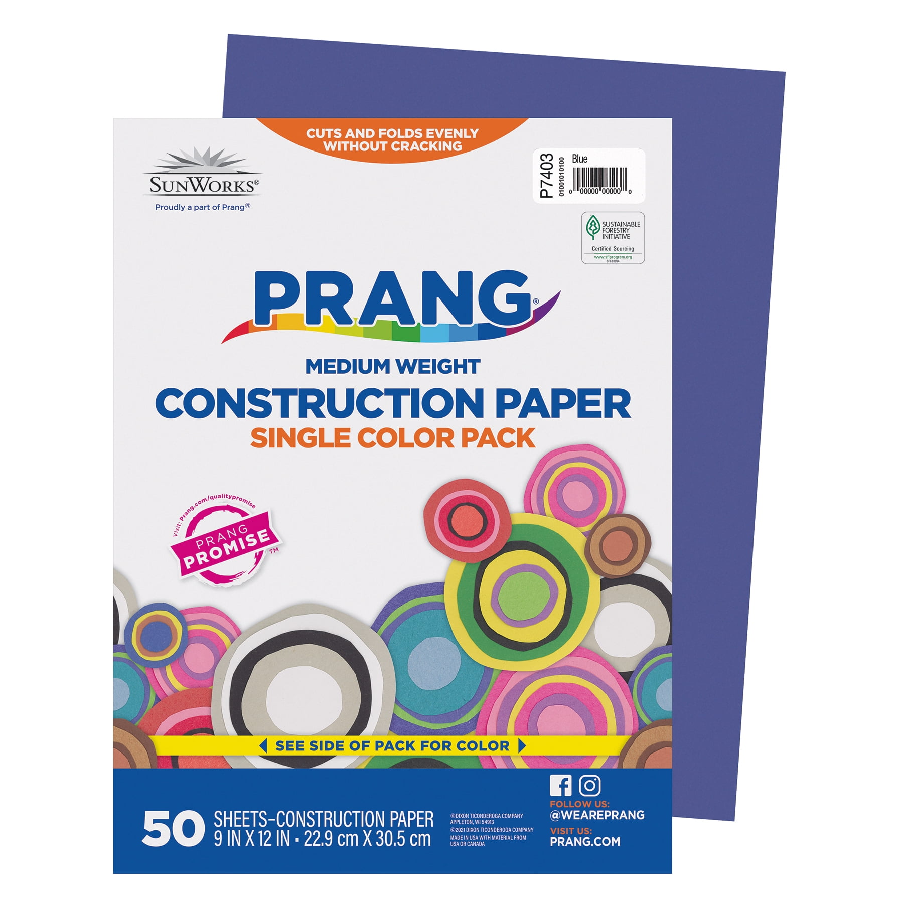 Prang Construction Paper, Medium Weight, Blue, 9" x 12", 50 Sheets Per Pack, 10 Packs