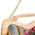 thumbnail image 5 of YIFEI Wooden Handle Sequin Embroidered Floral Handbag with Detachable Strap Evening Clutch for Wedding Party, 5 of 6