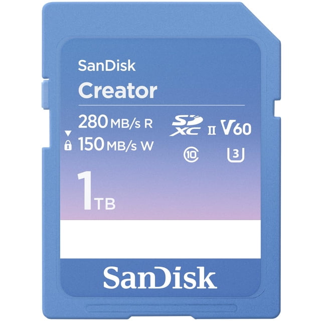 Tarjeta de memoria SanDisk Creator SD UHS-II V60 de 1 TB con Adobe Cloud