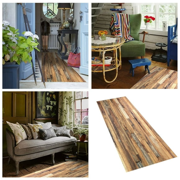 Riforla Carpet Creative Custom Wood Texture Vintage Strip Kitchen Household Non Slip Floor Mat Carpet Carpet Yellow