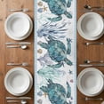 thumbnail image 6 of Coastal Turtle Table Runner - 48 Inch Long, Kitchen Dining Table Runner Dresser Scarves, Nautical Starfish Coral Jellyfish Stripes Farmhouse Decor for Coffee Tables Wedding Party Banquet, 6 of 8