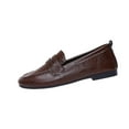 thumbnail image 2 of Fengqque Flats for Women Round Toe Flat Shoes Dressy Flats PU Leather Slip on Shoes for Work Brown 9(42), 2 of 9
