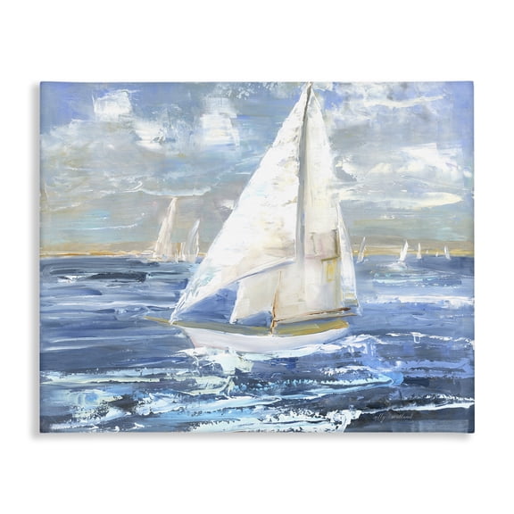 Stupell Industries Sailing Choppy Waves Nautical & Beach Painting Wrapped Canvas Art Print Wall Art, 20 x 16