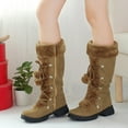 thumbnail image 2 of Mepaouo Mid Calf Boots for Women Winter Lace up Pompoms Platform Snow Boot Fleece Lined Knee High Boots, 2 of 6