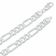 thumbnail image 2 of 8.1mm .925 Sterling Silver Diamond-Cut Flat Figaro Chain Necklace + Bracelet Set, 24" (Necklace) + 9" (Bracelet), 2 of 7