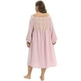thumbnail image 5 of WBQ Women's Plus Size Long Sleeve Nightgown Lattice Stitching Square Neck Nightdress Sweet Elegant Sleep Dress Loose Oversized Sleepwear Loungewear, XL-4XL, 5 of 6