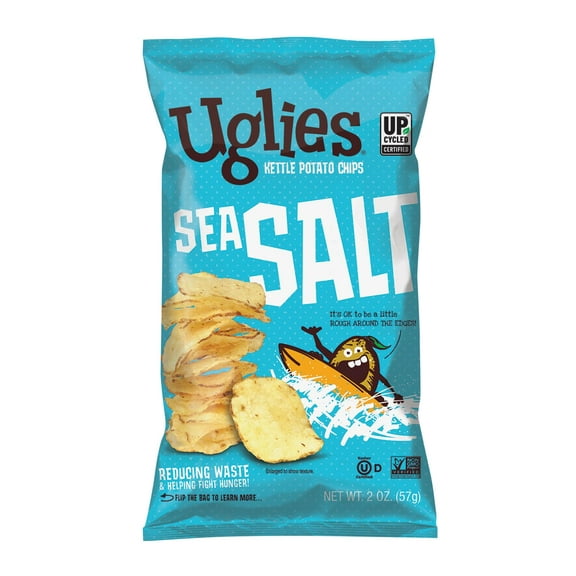 Pack of 24, Uglies Sea Salt Kettle-Cooked Potato Chips, 2 oz