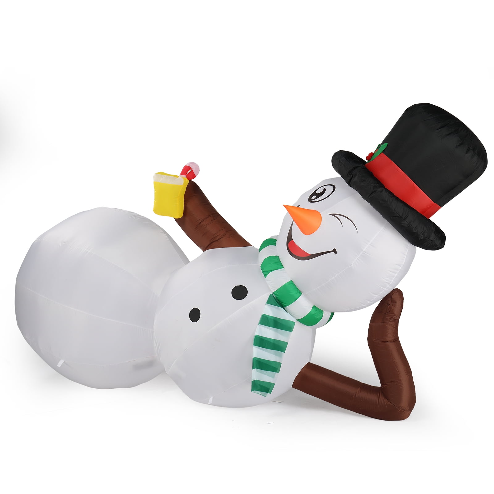 9.8 FT Lighted Christmas Inflatable Decoration, Large Inflatable Lying Snowman, Funny Blow Up Yard Decorations with Built-in LED Lights for Holiday Party Front Yard Lawn Garden Decor