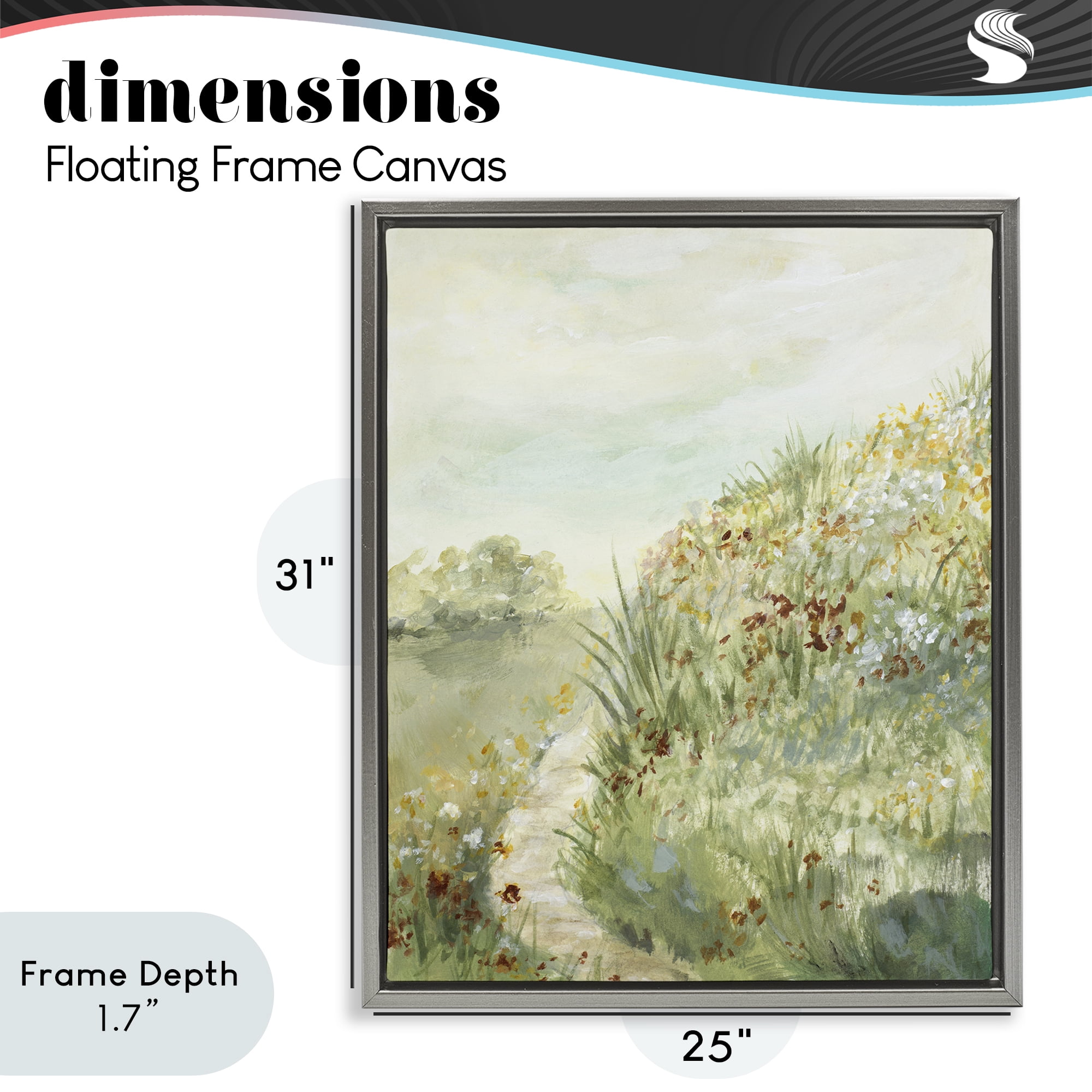 Stupell Industries Hilltop Blooms & Winding Trail Gray Framed Floater Canvas Wall Art, design by Lanie Loreth