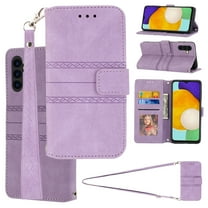 Allytech Case for Samsung Galaxy A13 5G,Magnetic Leather Card Pocket Wallet Case Shockproof Rubber Kickstand Cover with Shoulder Strap,Lightpurple