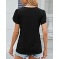 thumbnail image 4 of TEMOFON T-Shirts for Women Summer Petal Short Sleeve Tops Casual Loose V Neck Shirts Trendy Cute Side Button Tunic Ladies Top Blouses Black, 4 of 4