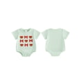 thumbnail image 2 of BemeyourBBs Newborn Baby Girl Summer Clothes 0 3 6 12 18 Months Bubble Romper One Piece Outfit Baby Infant Short Sleeve Watermelon Bow Print Bodysuit Jumpsuit Playsuit, 2 of 9