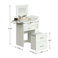 thumbnail image 3 of 3 in 1 Vanity Desk with Plip Top Mirror and 3 Color LED Lighted, Small Vanity Desk with Power Outlet, Compact Makeup Vanity with 3 Drawers & Cabinet, Storage Stool,for Bedroom, 3 of 7