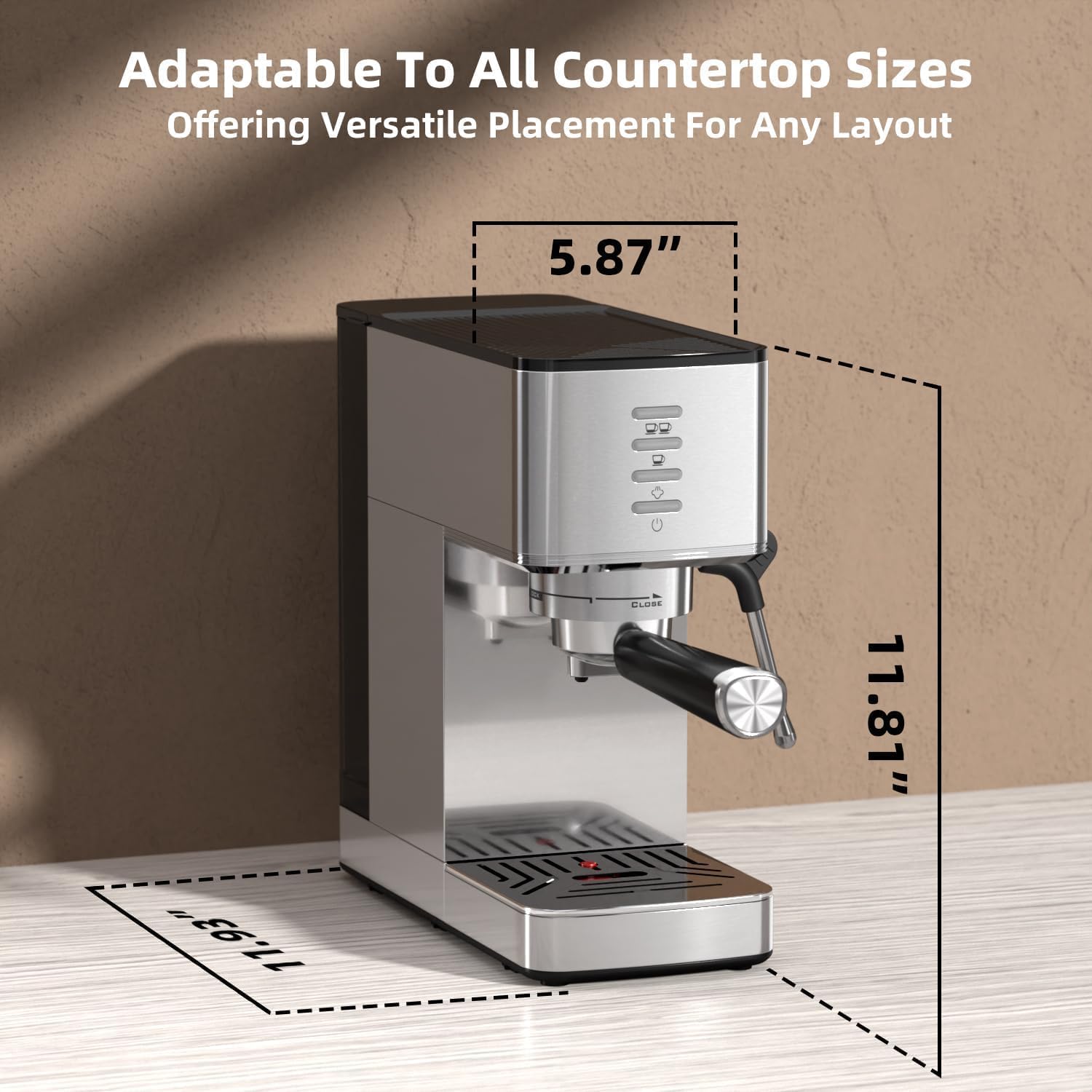 KNDKO 20 Bar Espresso Machine, Stainless Steel Coffee Maker Machine with Milk Frother, Steam Wand, PID Control, 40oz Removable Water Tank