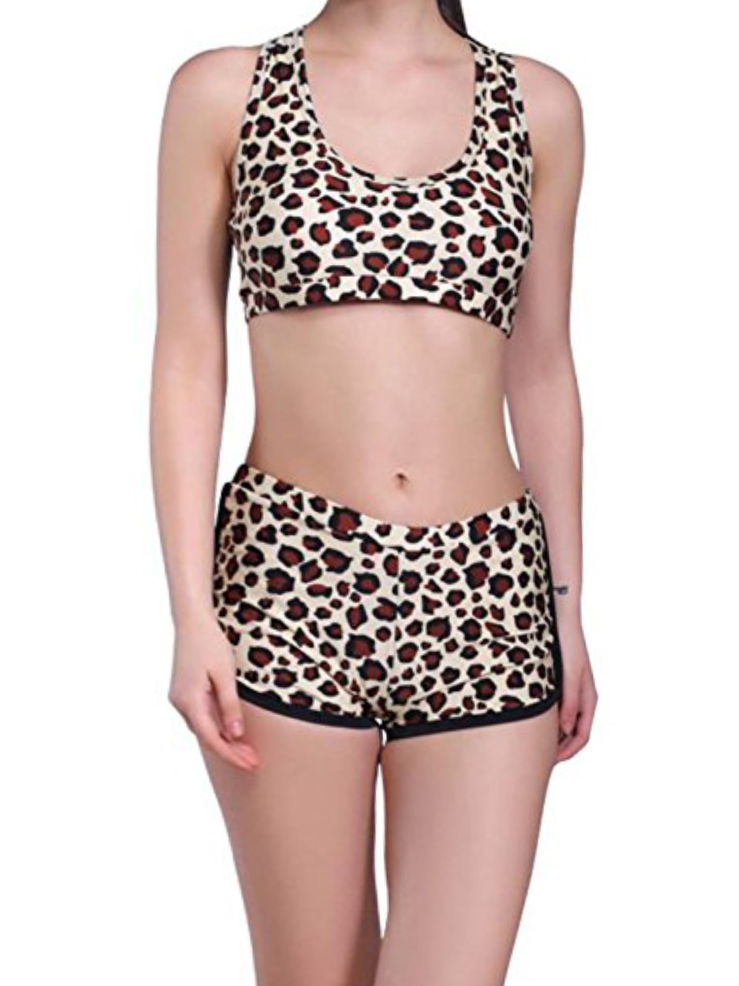 LELINTA Women s Print Sports Boyshort Padded Swimsuit Bathing Suits Two