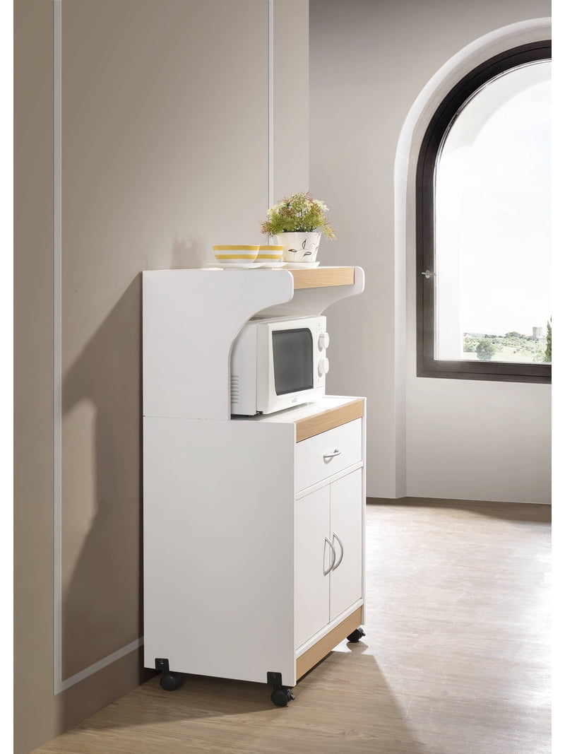 Hodedah Microwave Kitchen Cart, White - Walmart.com