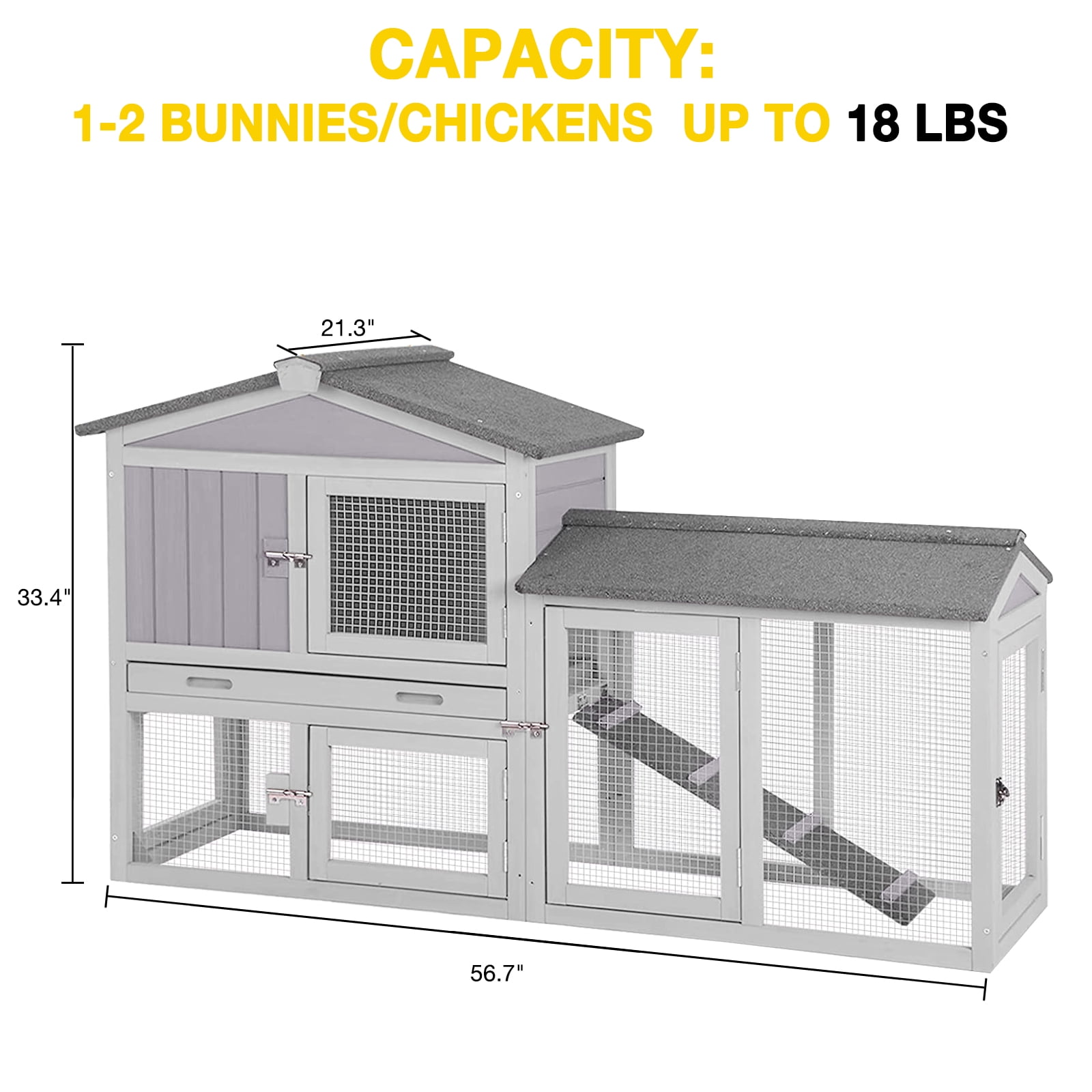 Aivituvin Chicken Coop Wooden Outdoor Hen House 6 Access Doors Rabbit Hutch with Run, Deeper Leakproof Pull-Out Tray and Weatherproof Roof