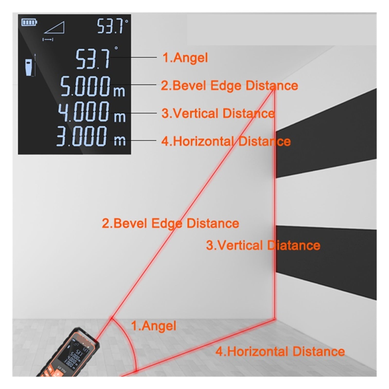 Range Finder Auto Level Distance Meter Electronic Analysis Measuring Instrument Rangefinder 40m - 120M