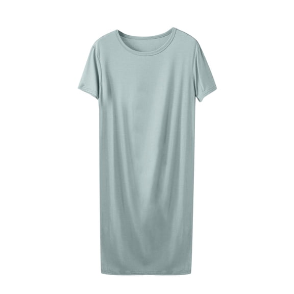 HomeGardon,Nightgowns for Women Sleepwear,Womens Short Sleeve Skirt Summer Thin Loose Dress Casual Solid Color Home Nightgown,XL-XXXXXL