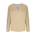 thumbnail image 6 of Wensltd Women's Long Sleeve Shirt Button-Up V-Neck Solid Color Spring Fall Top for Office Work, 6 of 8