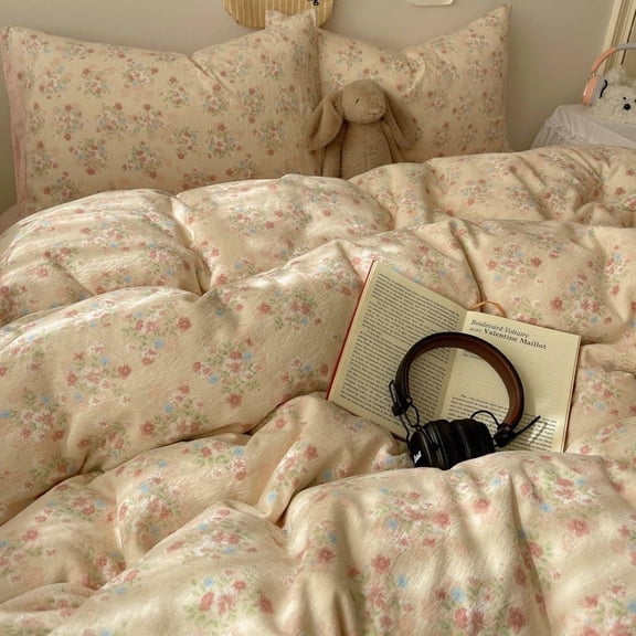 Fresh Elegant 4-Piece Pure Cotton Bedding Set Cover Sheet 2 Pillowcases