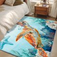 thumbnail image 5 of Orange Sea Turtle Washable Area Rugs 4'x6', Teal Watercolor Starfish Coral Coastal Low Pile Throw Living Room Rug Non-Slip Sturdy Edge Binding Carpet for Indoor Entryway Bedside Kitchen, 5 of 9