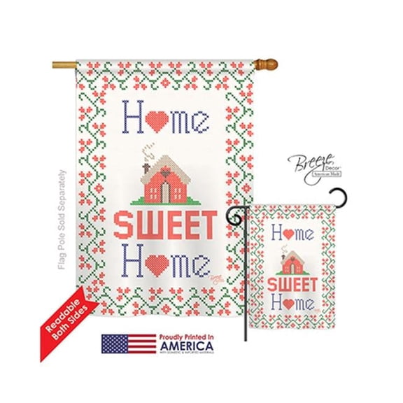 Breeze Decor 00062 Welcome Sweet Home 2-Sided Vertical Impression House Flag - 28 x 40 in.