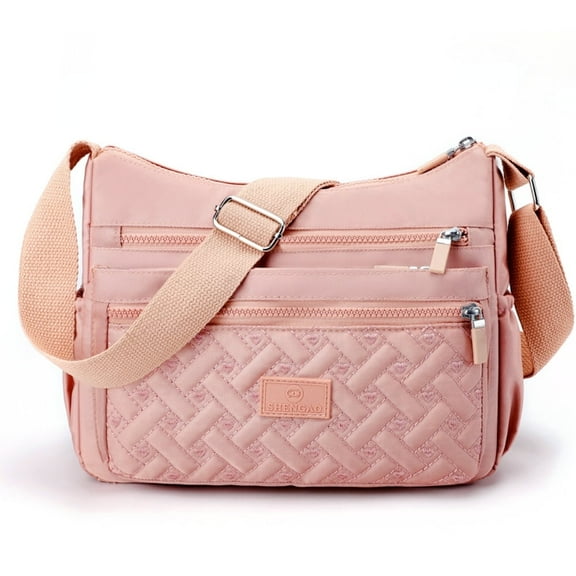 Raistyw Women's Nylon Shoulder Bag, Multiple Pockets Crossbody Purse Lightweight Handbags for Travel, Office, Pink