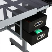 Renwick Adjustable Drafting Table with Tempered Glass and Storage Drawers