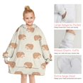 thumbnail image 6 of Cute Hedgehog Pattern Blanket Hoodies for Kids 6-13YR Oversize Wearable Blanket Hoodies for Boys Girls Teens, 6 of 7