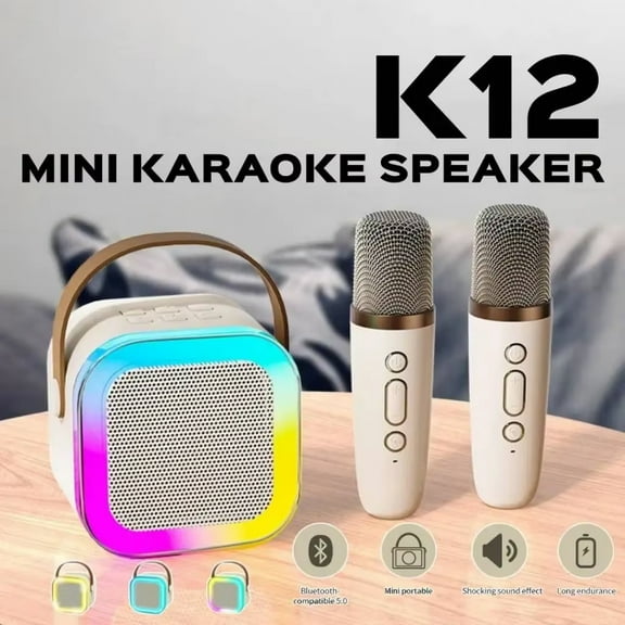 Mini K12 Bluetooth Speaker Portable Home Cute Karaoke Mini Wireless Audio with Microphone K Song Family Singing Machine