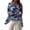 Blue, variant on Women Asymmetrical Print Chiffon Blouse Batwing Sleeve Crew Neck Top Casaul Loose Tops Summer