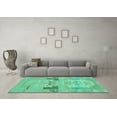 thumbnail image 3 of Ahgly Company Indoor Round Abstract Turquoise Blue Modern Area Rugs, 3' Round, 3 of 4