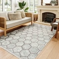 thumbnail image 4 of Grey Geometric Area Rugs for Living Room Washable Rugs Boho Moroccan Area Rug Soft Neutral Geometric Bohemian Carpet Distressed Indoor Rug for Bedroom Dining Room Office Foldable Nonslip Rug, 4 of 9
