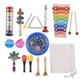 thumbnail image 1 of 14-Piece Orff Percussion Ensemble: Wooden & Metal Musical Instruments Set with Ocean Drum, 8-Tone Colorful Xylophone, Rain Sound Tube, Bell Stick, Triangular Iron, Trumpet, Sandhammers & Canvas, 1 of 6
