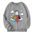 thumbnail image 3 of Crewneck Sweatshirt Kids Graphic Loose Crew Neck Long Sleeve Pullover Hoodless Sweatshirt Grey 7-8 Years, 3 of 4