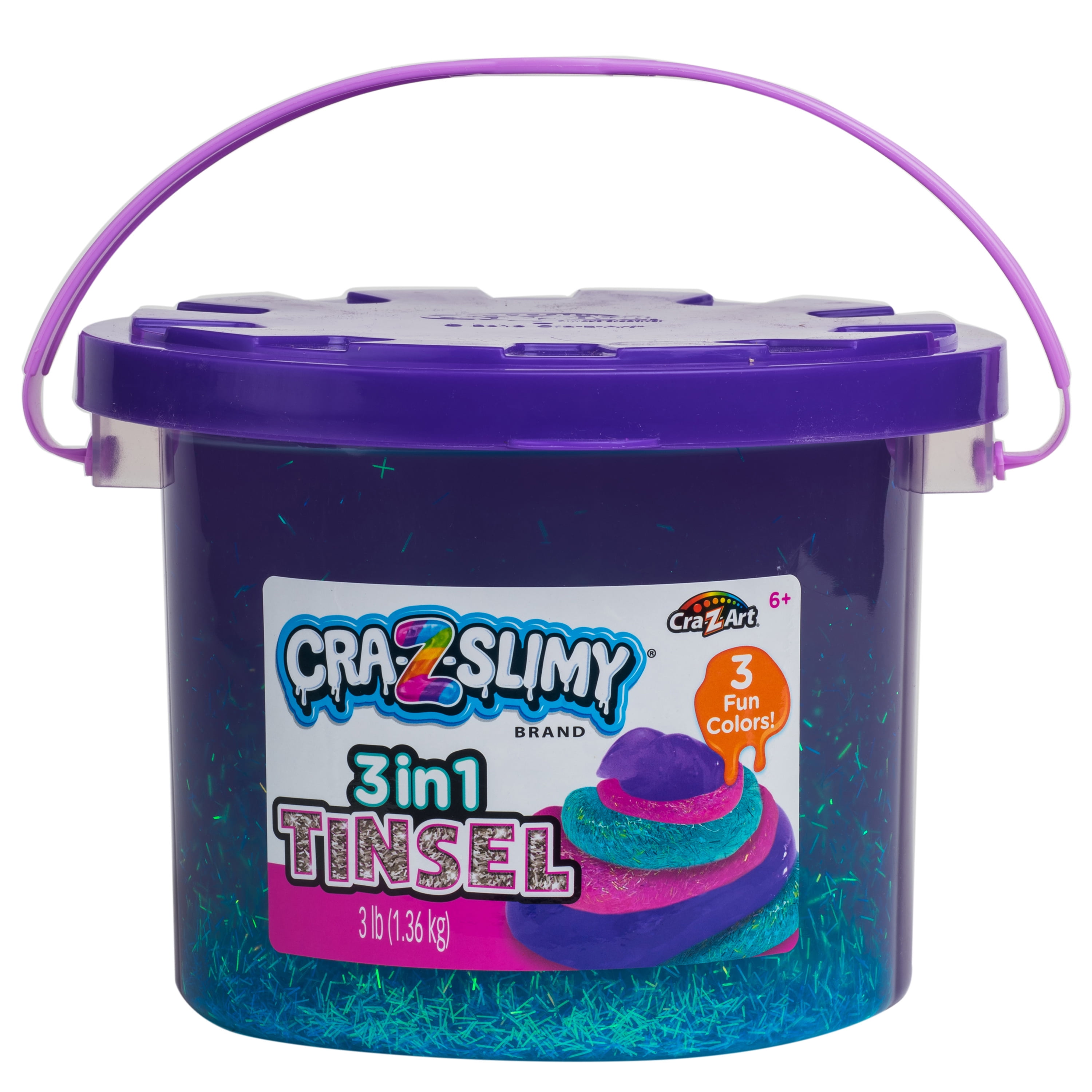 Cra-Z-Art Cra-Z-Slimy 3 in 1 Tinsel Slime 3lbs Bucket, Ages 6 and up